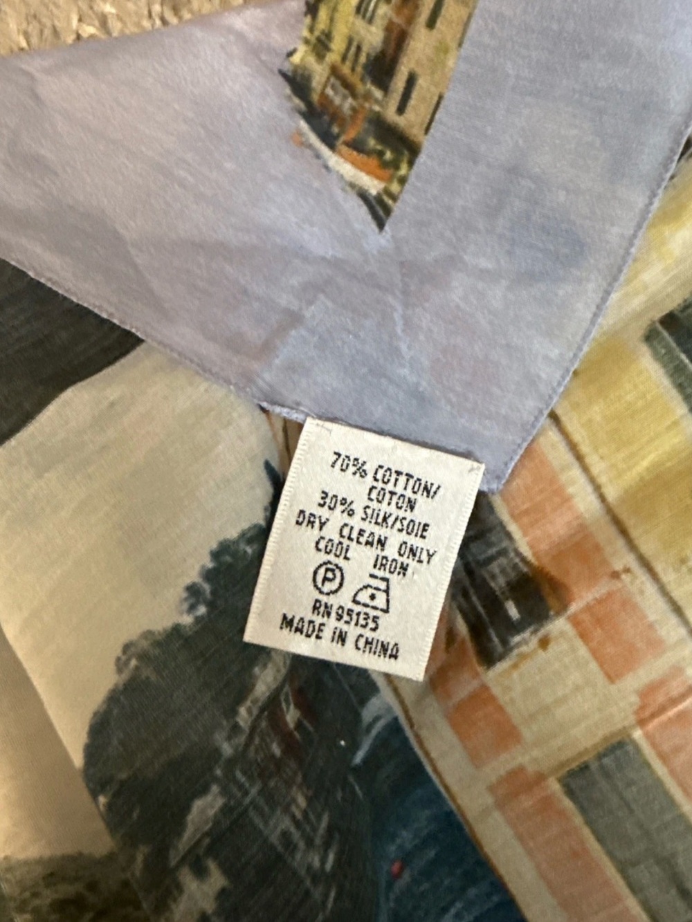 Lafayette 148 New York Cotton Silk Square Scarf Portofino Italy Print Luxury New - Picture 5 of 5